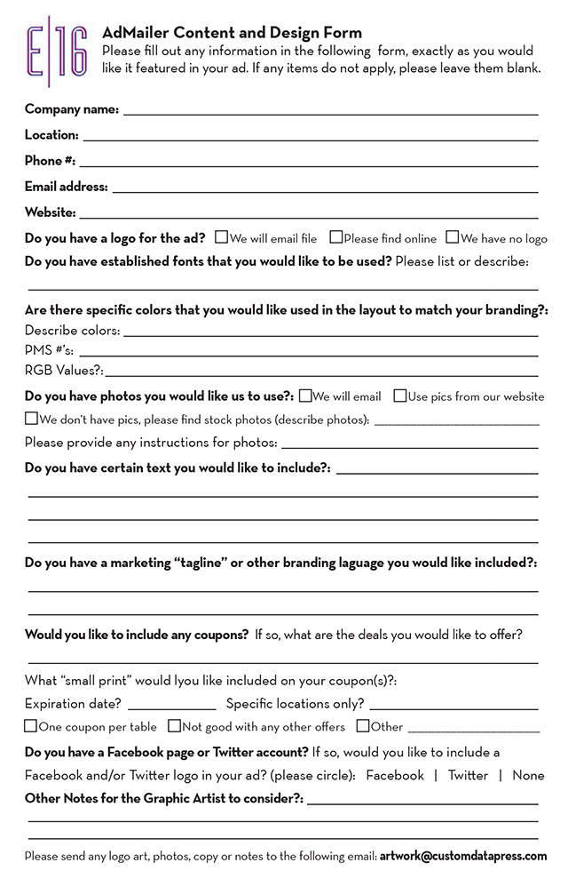 Graphic Design Request Form Design