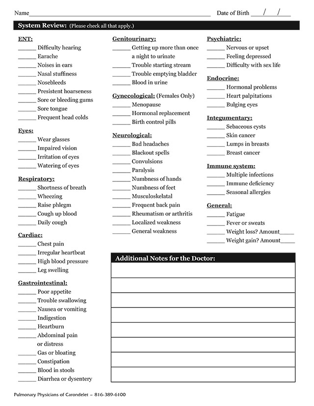 Pulmonary Physicians of Carondelet - New Patient Forms Design