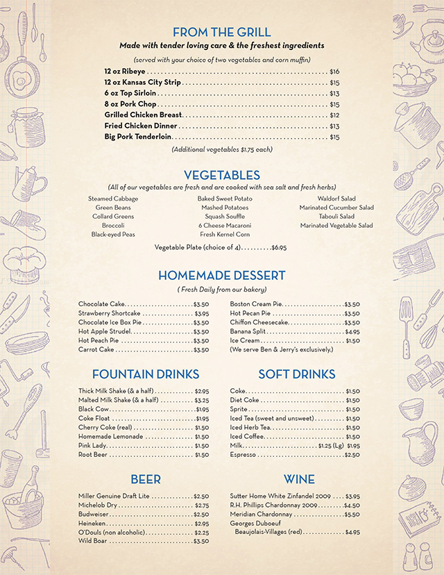Diner Menu Design
