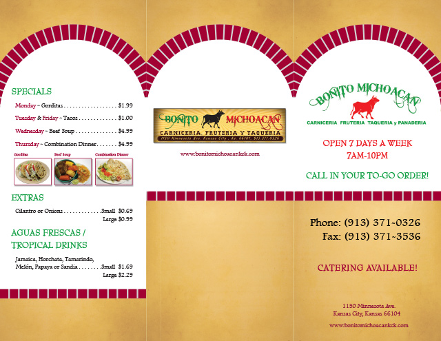 Bonito Michoacan Menu Design