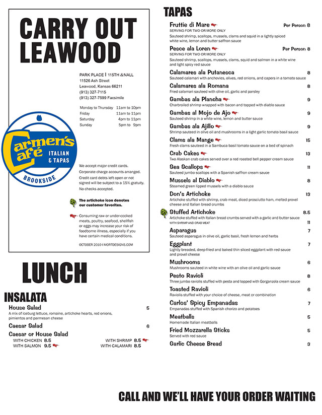 Cafe Carry Out Menu Design