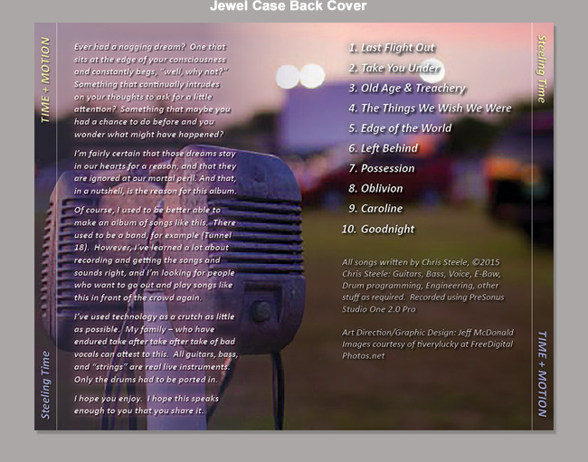 Time & Motion Band's Album CD packaging design