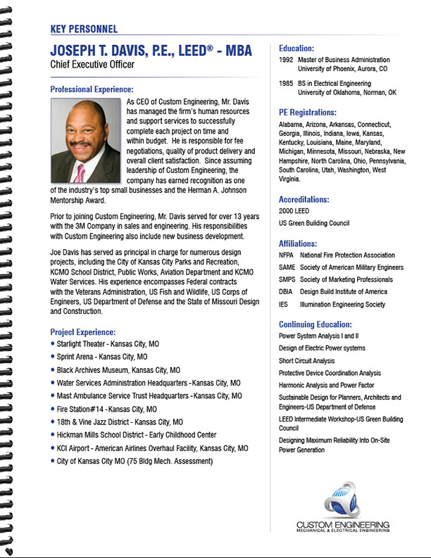 Statement of Qualifications (SOQ) for Mechanical & Electrical Engineering Firm