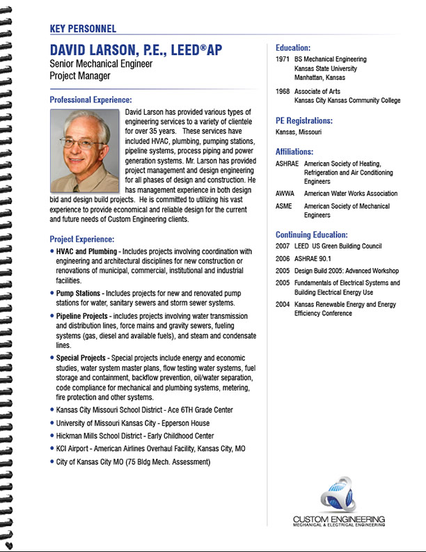 Statement of Qualifications (SOQ) for Mechanical & Electrical Engineering Firm