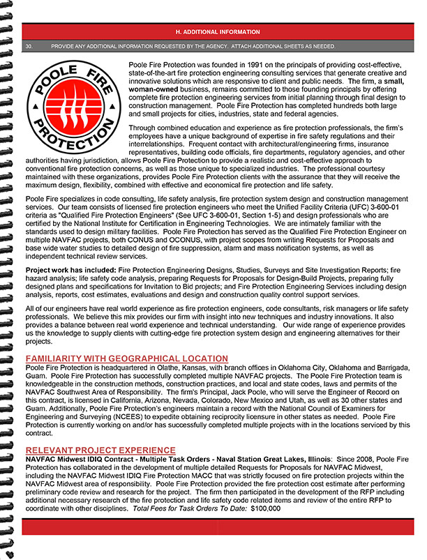 Fire Protection Engineering Firm Proposal - SF330 Format 